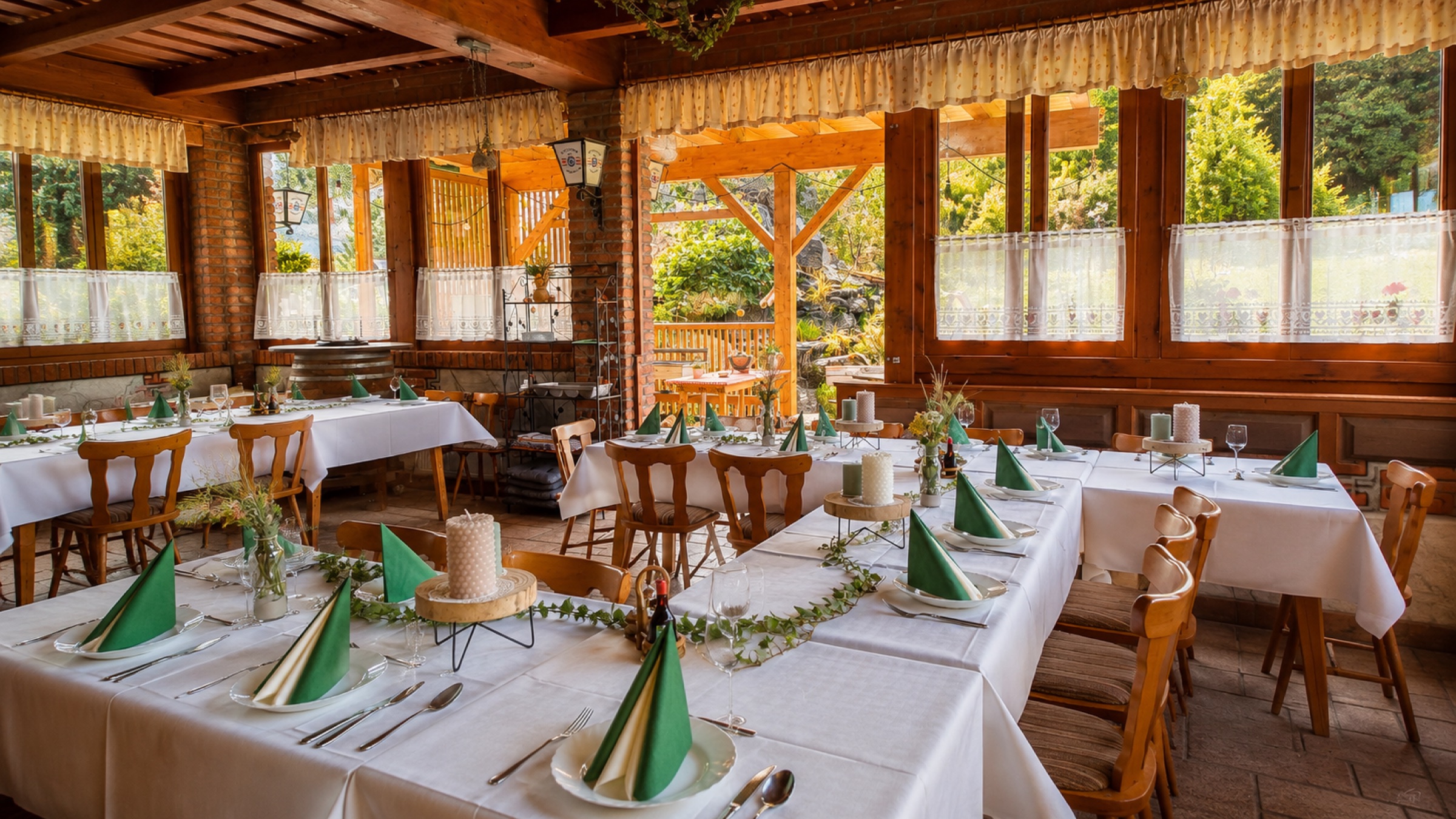 Wintergarten mit Hochzeitstafel